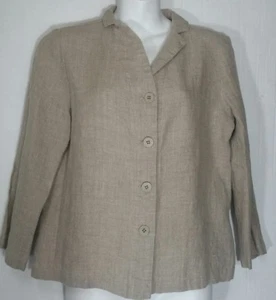 Eileen Fisher Linen Stripe Top Shirt Jacket Petite PP Lagenlook Back Pleats NWT - Picture 1 of 7
