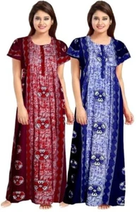 Nighty for Women Cotton Printed Maxi Gown Ankle Length Nighty Night Dress Gown f - Picture 1 of 5