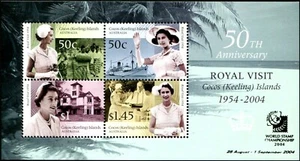 2004 Cocos (Keeling) Islands 50th Anniv Royal Visit Singapore O/P Mini Sheet MNH - Bild 1 von 1