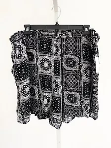 BP. Women's Black-White Print Paperbag Shorts Size 3X Elastic Waist Pull-On - Picture 1 of 6