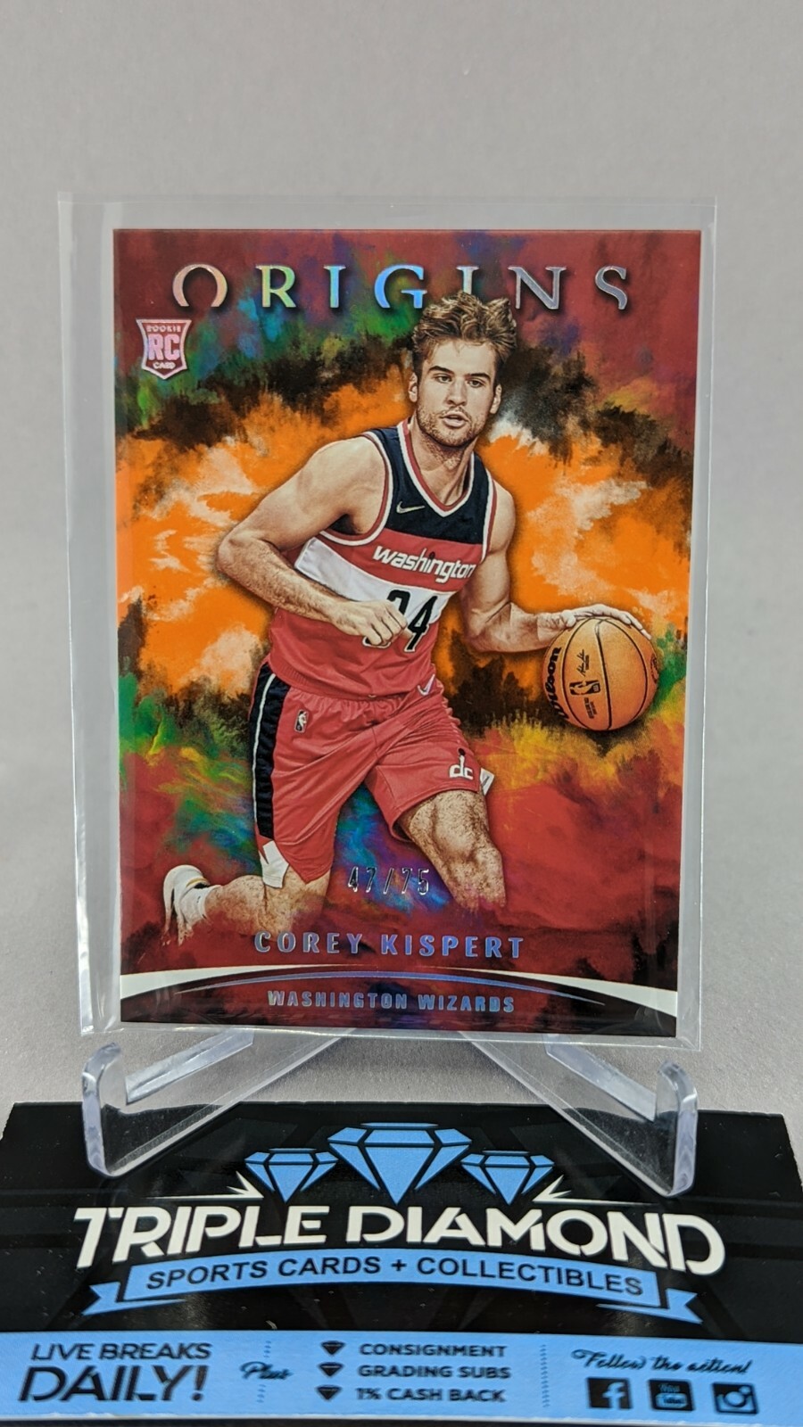 2021-22 Panini Origins Corey Kispert Rookie RC #65 Orange 47/75 Wizards S11