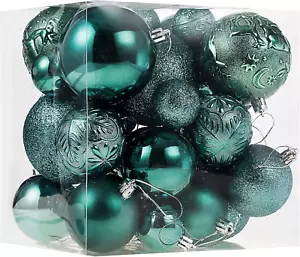 Green Shatterproof Christmas Ball Ornaments, 32 Pcs, Plastic, Wedding & Christma - Picture 1 of 12