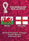 Program Wales - England World Cup 2022 Football