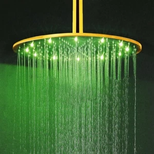 Bath Select 20" Gold Tone Round Color Changing LED Rain Shower Head - BTD007-3G - Picture 1 of 6