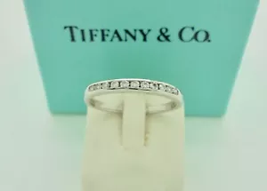 Vintage Tiffany & Co. 2mm Diamond Platinum Wedding Band Ring US5.5 c.1970's - Picture 1 of 12