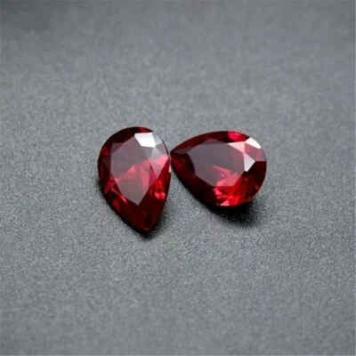 Natural 21.24 Ct Mozambique Red Ruby Certified Pear Cut Loose Gemstone Pair - Image 1 of 4