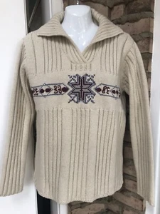 Cabelas Nordic Pullover Pulli Gr. Small hellbraun Wollmischung schwerer Rippstrick Damen - Bild 1 von 10