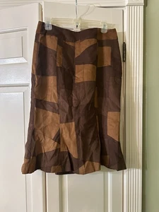 The Limited Colorblock Tan & Brown Midi Skirt, Never Before Worn, Size 10 - Picture 1 of 2