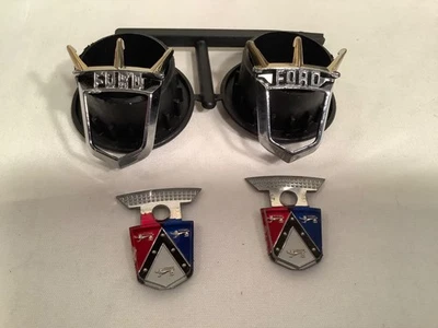 (2) NOS 1955 1956 Ford Fairlane Hood Emblem & Bezel Crest Ornament Medallion - Image 1 of 4