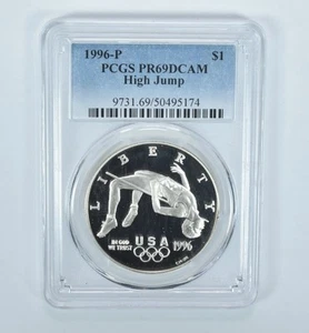 1996-P Olympic High Jump Commemorative Silver Dollar PR69 DCAM PCGS - Picture 1 of 5