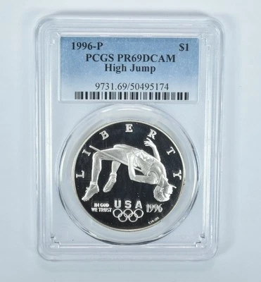 1996-P Olympic High Jump Commemorative Silver Dollar PR69 DCAM PCGS - Image 1 of 4