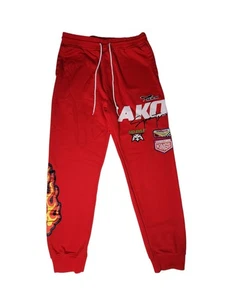 Akoo Brand Pants Men's Red Sz XL Jogger Embroider 100% Cotton Sweat Pants - Picture 1 of 8