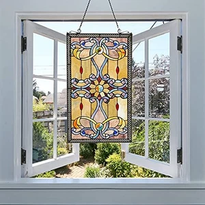 ZP173N 276 Glass Cuts Tiffany Window Panel, 15 X 26, Multi Color - Picture 1 of 11