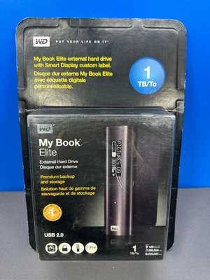 WD WESTERN DIGITAL 1TB 1 TB MY BOOK ELITE EXTERNAL HARD DRIVE SMART DISPLAY NEW - Image 1 of 4