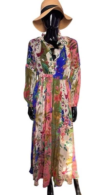 Vestido de seda multicolorido com babado Zimmermann Tropicana tamanho 1 - Imagem 1 de 4