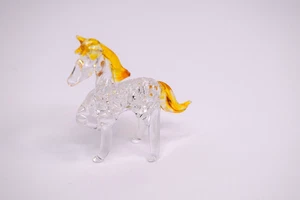 Mundgeblasene Miniatur Glas Pferd Figur klar & gelb - Bild 1 von 5