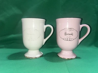 VINTAGE HARRODS FINE BONE CHINA COFFEE TEA CUP . 10 OZ Set Of 2 Foto 1 de 4