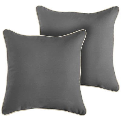 Charcoal Grey with Ivory Corded Indoor/ Outdoor Pillow Set Charcoal Grey with Iv — 第 1/4 张图片