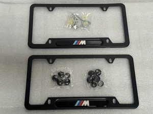 Kit of 2 BMW M Black License Plate Frame / Cover 2 pieces complete screws #5 - Picture 1 of 4