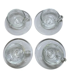Tazas y platillos Demitasse de vidrio transparente La Rochere Bee Bee Bee Francia París - Imagen 1 de 16