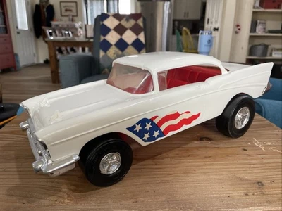 Original 1970's 1957 Chevrolet Hotrod Plastic 1/10th Scale Toy Car 14” Long USA - Image 1 of 4
