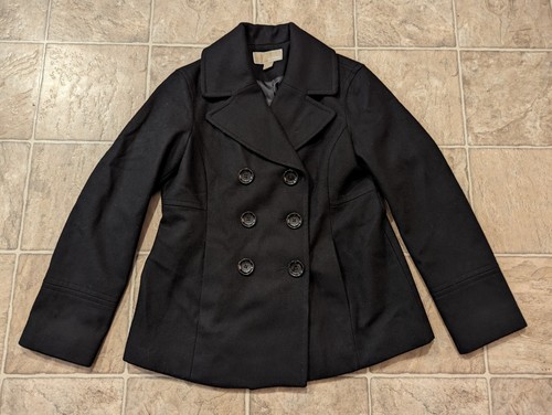 Cappotto donna doppiopetto foderato misto lana nero MICHAEL KORS TG M HU