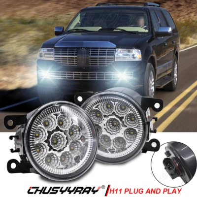 Par de luces antiniebla de conducción parachoques 9 LED L&R aptas para Lincoln Navigator 2007-2013 2014 Foto 1 de 4