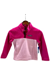 Columbia Kid's Girl Steens 1/4 Snap Fleece Pull-over Aura/Wild Fuchsia - Picture 1 of 2