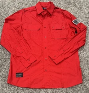 Rocawear Classic Red USA FLAG PATCH Button Down Long Sleeve Shirt L - Picture 1 of 6