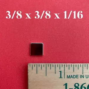 3/8" x 3/8" x 1/16" Neodimio Tierra Rara Material N42 - Paquete de 5 - Imagen 1 de 1