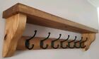 Coat Rack+Shelf Floating Rustic Handmade Wall Mounted 7 Black Double Hooks