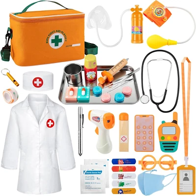 Doctor Kit for Kids, 34 Pcs Kids Doctor Playset Kit for Toddlers 3-5 with Medica - Image 1 of 4