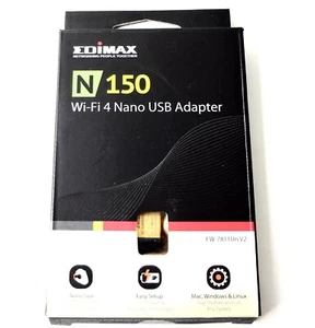 EDIMAX Wireless USB Adapter N150 Wi-Fi 4 Nano EW-7811nV2 MacOS 10.13 or Up NEW - Picture 1 of 8
