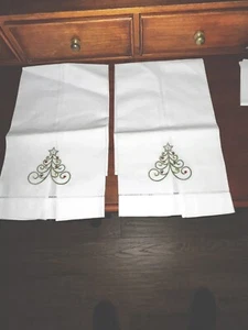 2er Set Weihnachten ~ Hand Finger Handtücher ~ bestickt Baumwolle/Leinen (T) - Bild 1 von 2