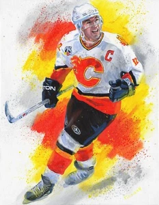 Jarome Iginla NHL Hockey Calgary Flames Original Acrylic Oil Painting Art - Picture 1 of 6