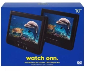 onn. 10" Dual Screen DVD Player 1024x600 Resolution Portable New OPEN BOX - Picture 1 of 3