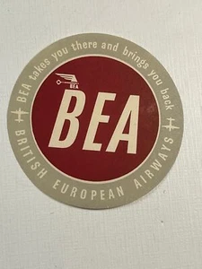 Vintage Airline Travel Label BEA British European Airways - Picture 1 of 2