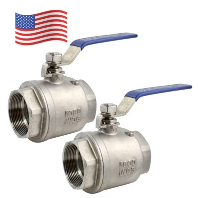 2 inch Ball Valve,316 Stainless Steel Full Port,2-Piece, 1000WOG, 2Pack - Image 1 of 4
