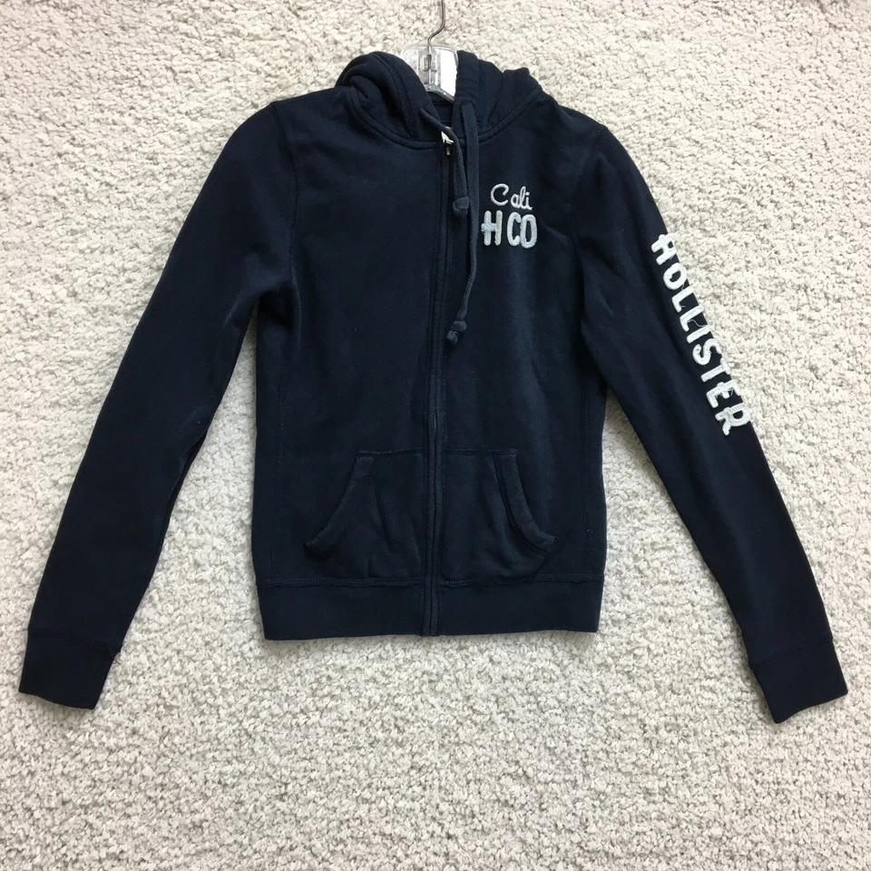 Hollister Sudadera con Capucha Mediana Juvenil Azul Cremallera Completa Sudadera Atlética Informal Niños M Foto 1 de 4