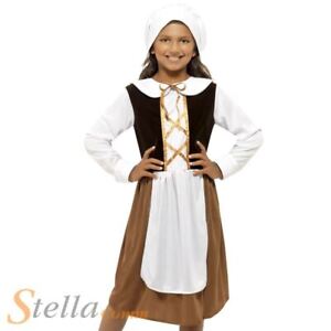Tudor Girl Costume Victorian Maid Orphan Child Book Day Fancy Dress Outfit
