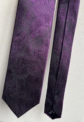 Corbata para Hombres Jaeger London 100% Seda Púrpura Paisley Estampado Geométrico 2.75" Ancho Foto 1 de 2