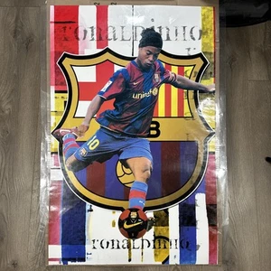 Vintage Y2K Ronaldinho Barcelona Player Promo Poster Soccer Futbol 24” X 34” - Picture 1 of 5