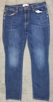 Cabi Jeans High Straight Medium Wash Denim Size 12 Whiskers Fade Cracks Nice - Image 1 of 4