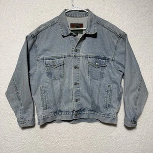 Men's 90s Vintage STRUCTURE Denim Jean Jacket Coat Size L Punk Grunge - Picture 1 of 4