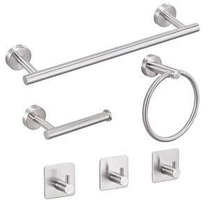 6 PCS Bathroom Hardware Set, Brushed Nickel Towel Bar, Stainless Steel Towel ... - Picture 1 of 8