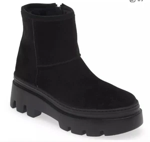 550 $ Paul Green Shelly Kunstfell gefütterte Stiefel klobig Plateau schwarz UK 8 US 10,5 - Bild 1 von 10