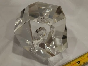 Vintage 1957 TIMO Sarpaneva LITTALA Faceted BUD VASE & PAPERWEIGHT Clear Glass - Picture 1 of 5