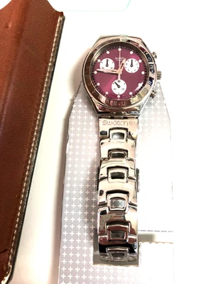 SWATCH CHRONO MEDIUM - YMS1005G  EGERIA BURGUNDY  - BRAND NEW ! - Image 1 of 4