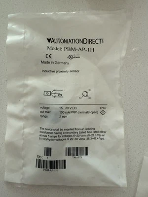 Automation Direct PBM-AP-1H Inductive Proximity Sensor, 2mm Sensing, 4-Pin M12 - Image 1 of 2