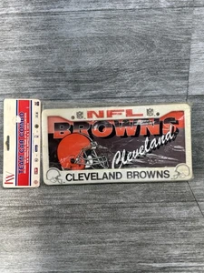 VTG Cleveland Browns Tag KW License Plate Frame Decal Team Car Combo 90s NFL - Picture 1 of 11